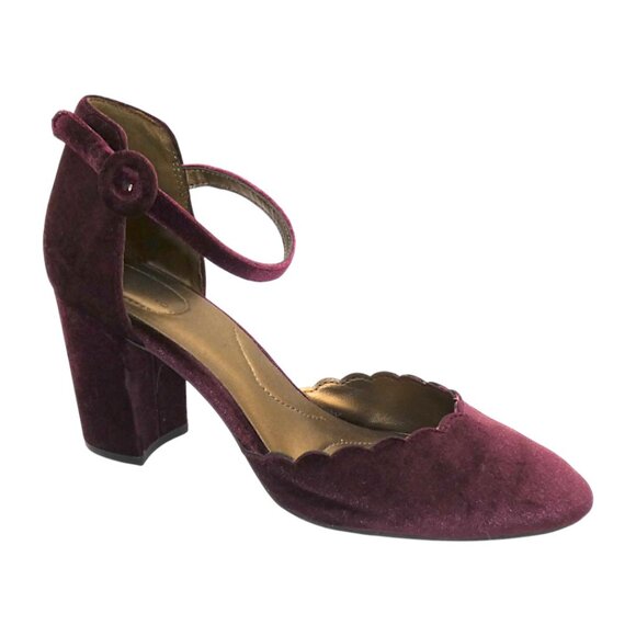 Whimsigoth Velvet Heels Burgundy Witchcore Vampiress Mary Jane Pumps 9.5 - Picture 1 of 10